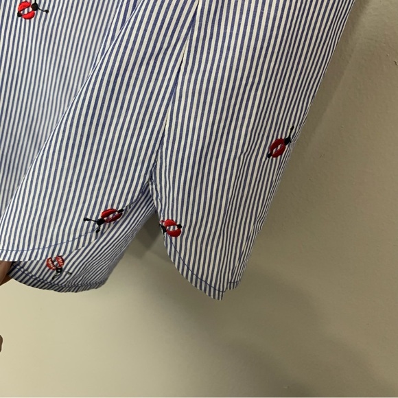 Talbots blue and‎ white striped popover ladybug tunic blouse. Size L - Picture 8 of 9